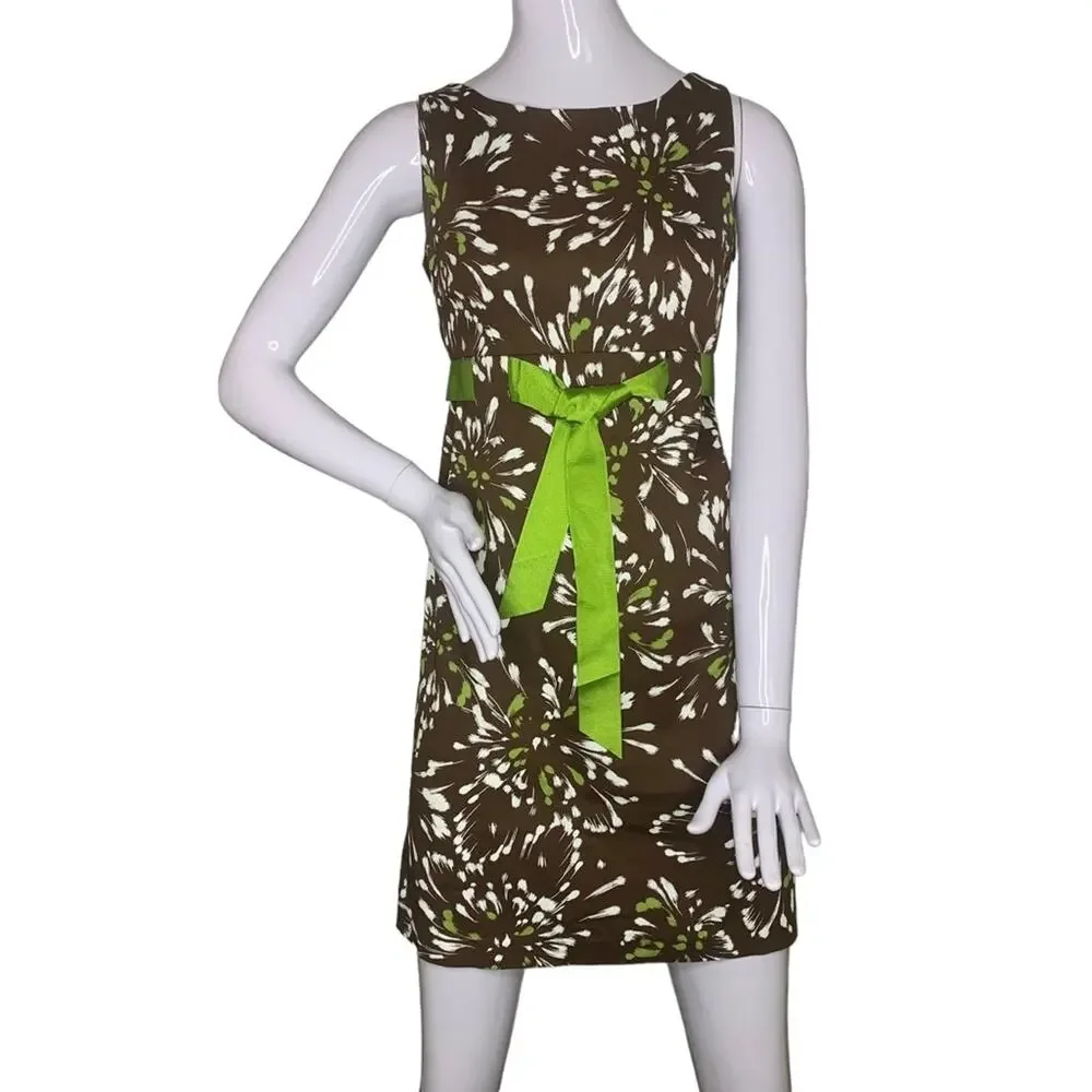 Kim Rogers Bodycon Dress size 8P Brown And Green Floral Print